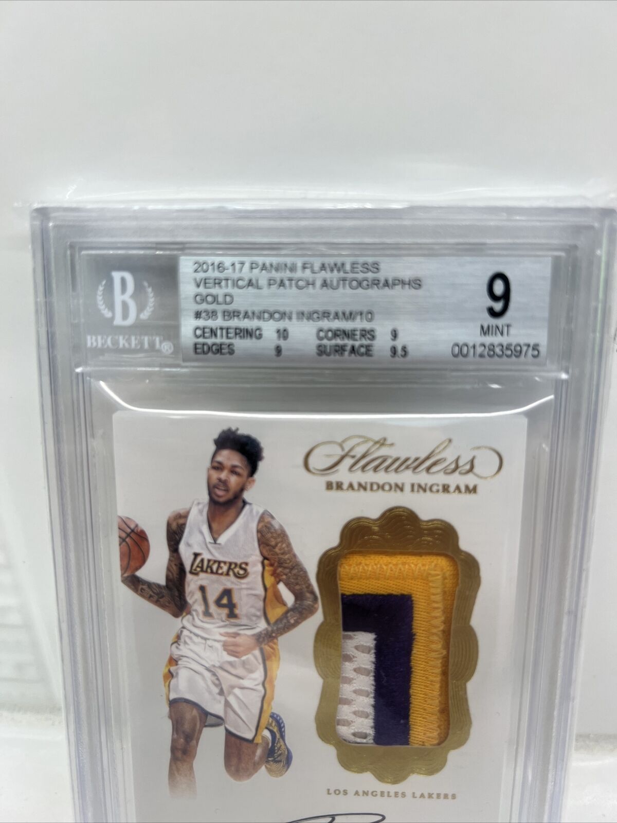 2016-17 Panini Flawless Brandon Ingram RPA Rookie lPatch 3 Color Auto /10