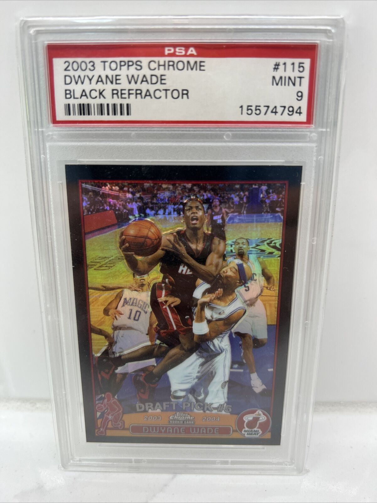 2003 Topps Chrome Black Refractor #115 Dwyane Wade RC /500 PSA 9