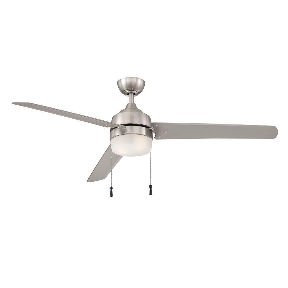 Indoor/Outdoor Ceiling Fan Carrington 60 in. Brushed Nickel Hampton Bay NO GLASS