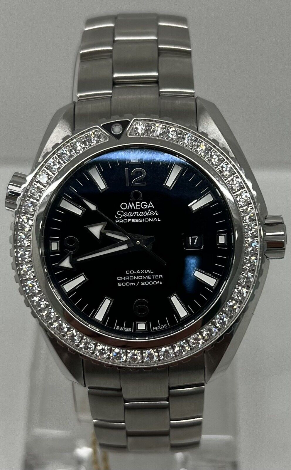 Omega Seamaster Planet Ocean 38mm Steel Diamond Ladies Watch 232.15.38.20.01.001