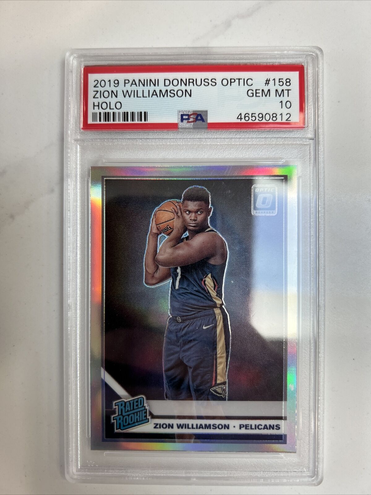 2019-20 Donruss Optic Holo Prizm #158 Zion Williamson Pelicans RC Rookie PSA 10