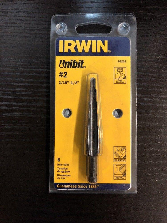 Irwin 10232 Unibit Shank Step Drill Bit, 6 Hole Sizes