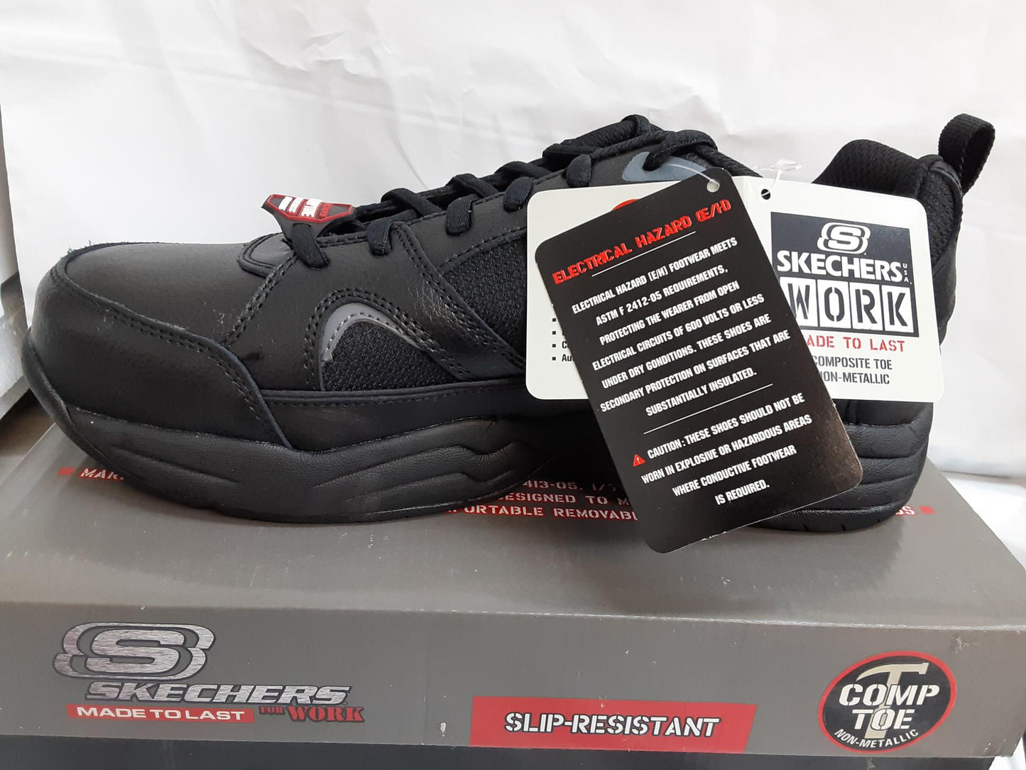 Skechers Work-Felix Hawk Ridge-Comp Toe-Mens Sneakers Black 8.5 Medium -Open Box