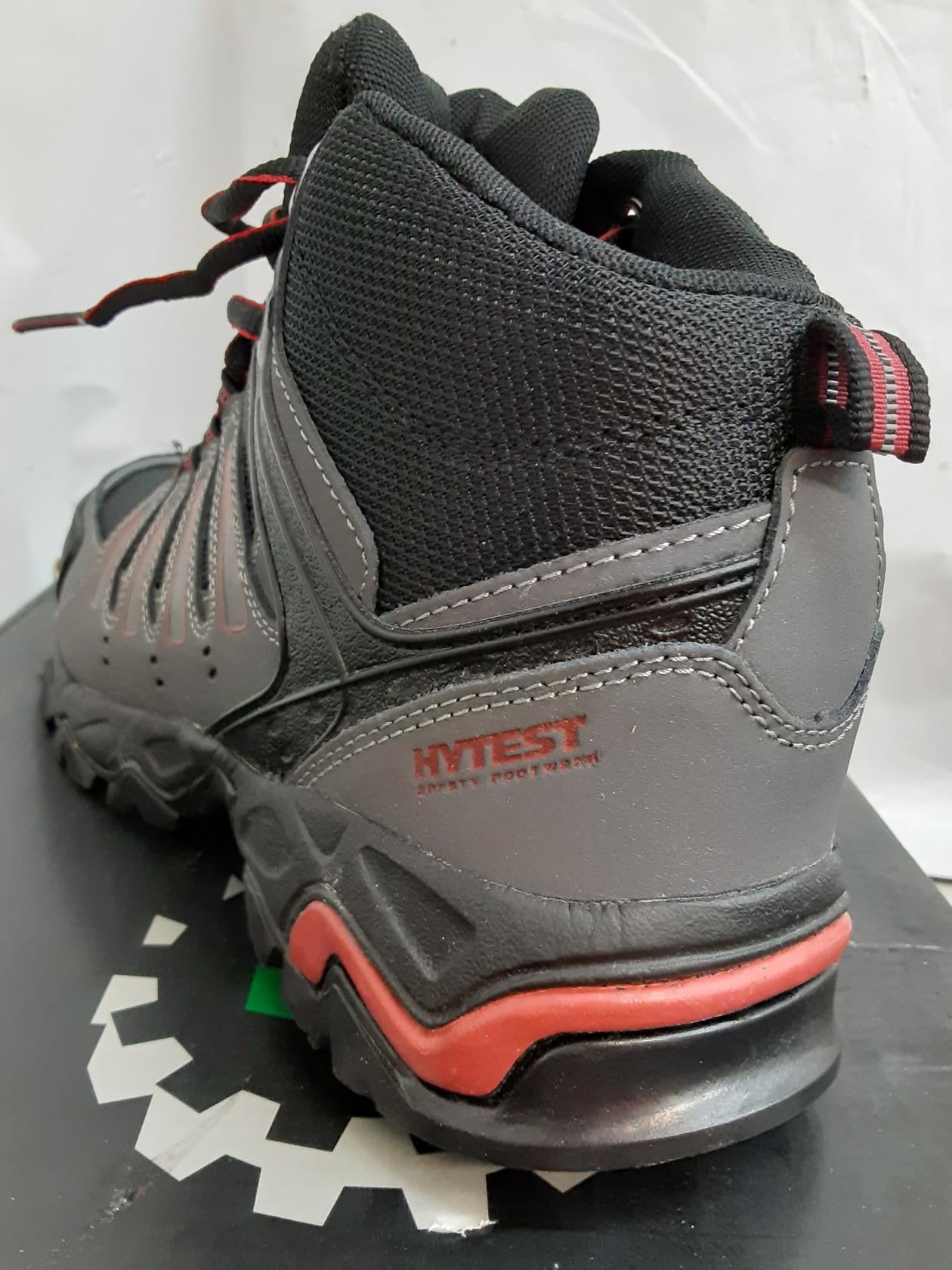 Hytest MultiSport Hi, Grey/Red- K12153- Size 9 Wide- Mens- Steel Toe