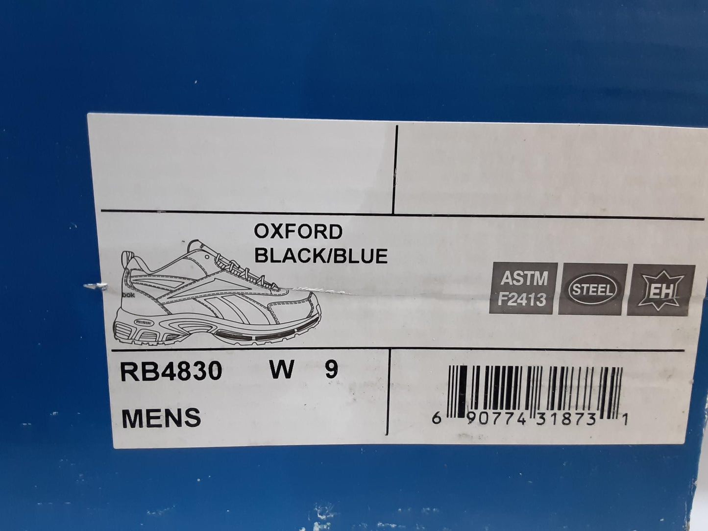 Reebok Work- Oxford-Black/Blue - RB4830- Size 9 Wide- MENS- NEW - OPEN BOX