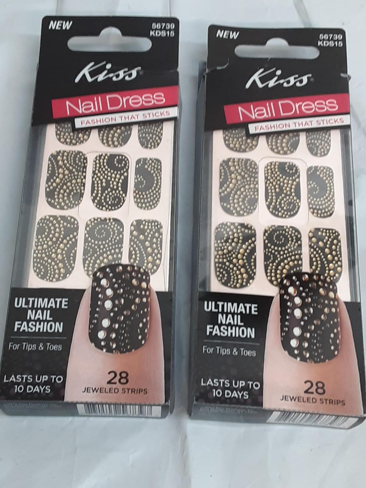 Kiss Nail-28 Jeweled strips- For tips/toes- KDS15- 56739- LOT OF TWO- NEW