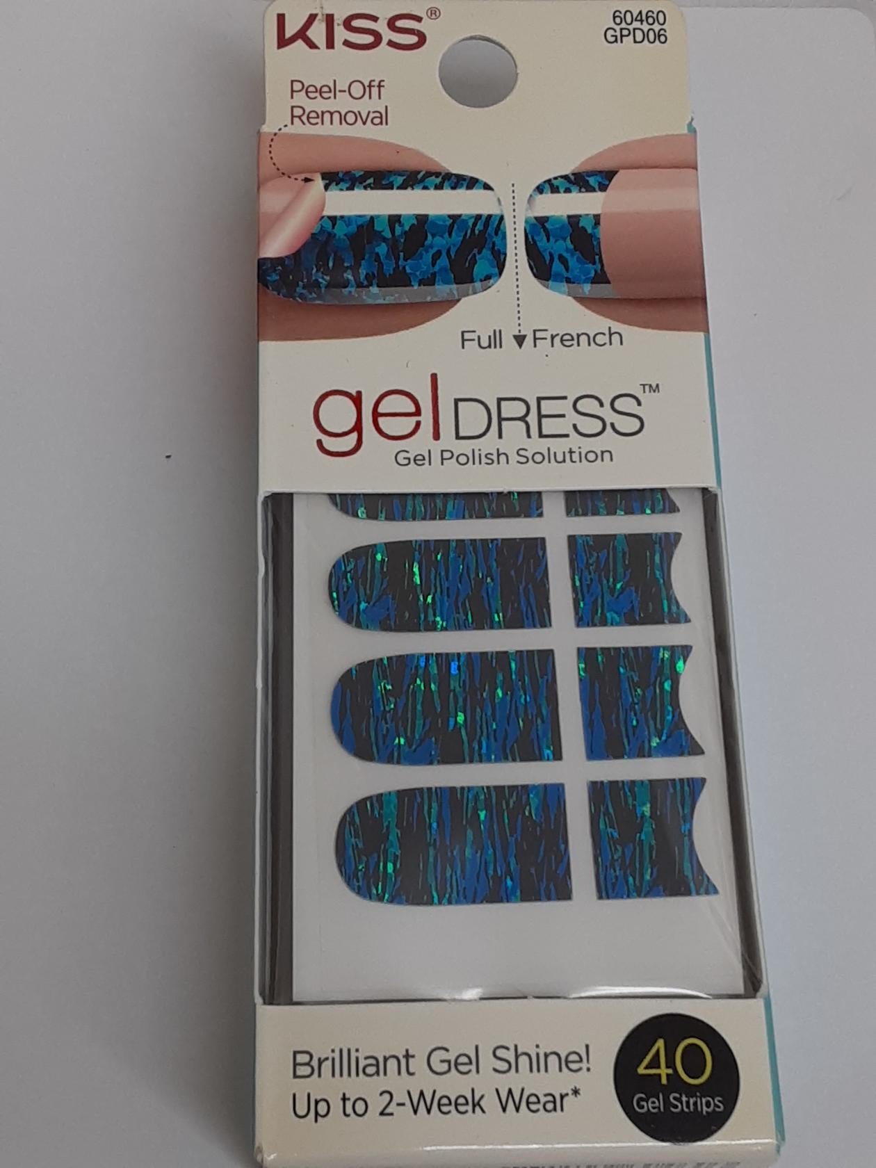 Kiss Gel Dress 60460-After Midnight 40 ct 20 full/  french Gel Strips Lot of 10