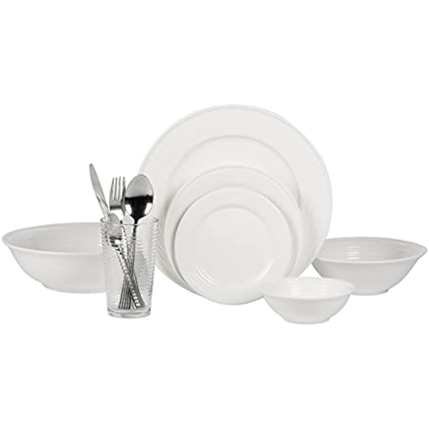 10 Strawberry Street Nova White Round 62-Piece Dinnerware Set, Service for 6