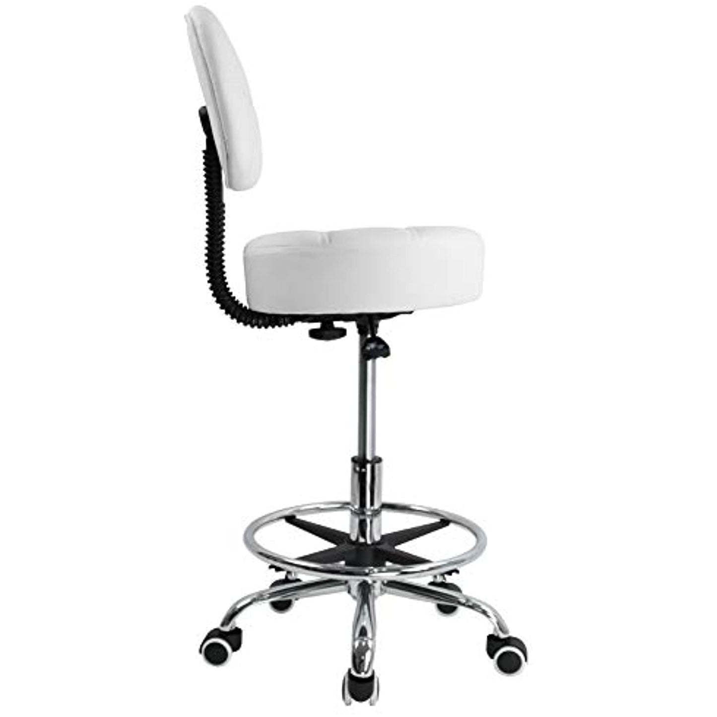 KKTONER Swivel Round Rolling Stool with Back - OPEN BOX- Preowned