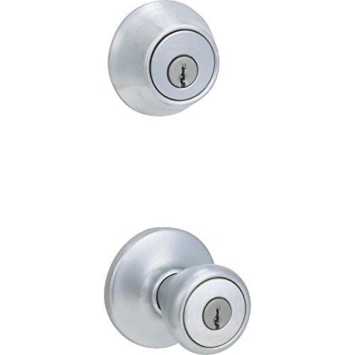 Kwikset 96900-252 Satin Chrome Ent. Knob Single Cylinder Deadbolt Pk Damaged Box