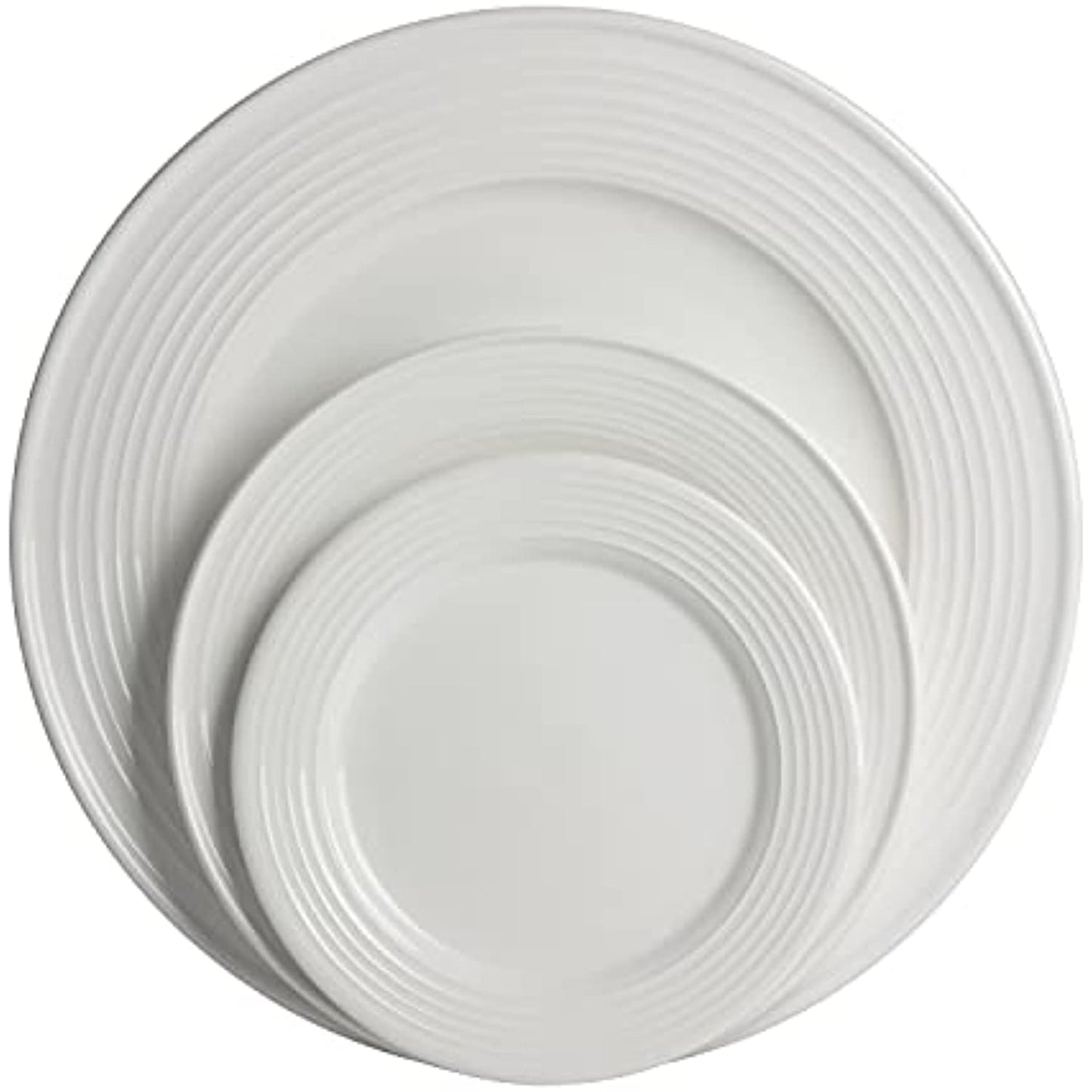 10 Strawberry Street Nova White Round 62-Piece Dinnerware Set, Service for 6