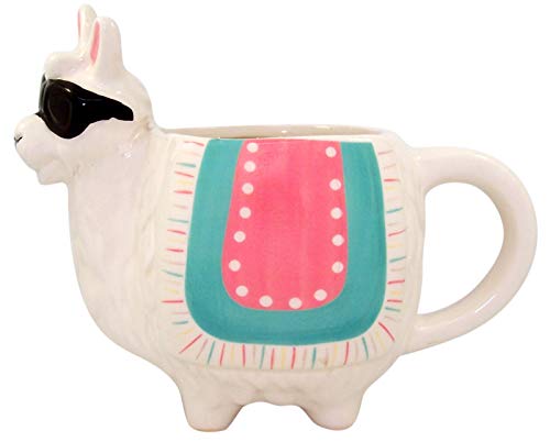 Myxx Ceramic Llama with Sunglasses Shaped Coffee Mug, 22 Ounce