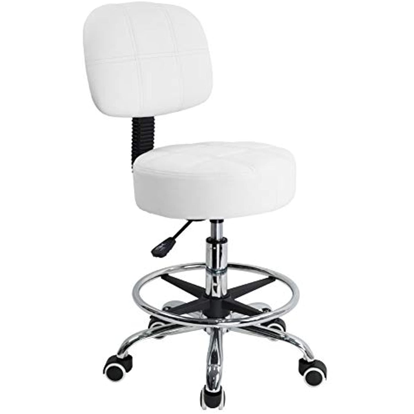 KKTONER Swivel Round Rolling Stool with Back - OPEN BOX- Preowned