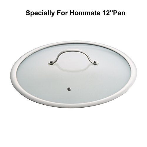 12 inch Glass Frying Pan Lid,Vented and High Tempered,Universal Compatible Size