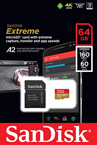 SanDisk 64GB Extreme microSD UHS-I Card with Adapter - U3 A2 -