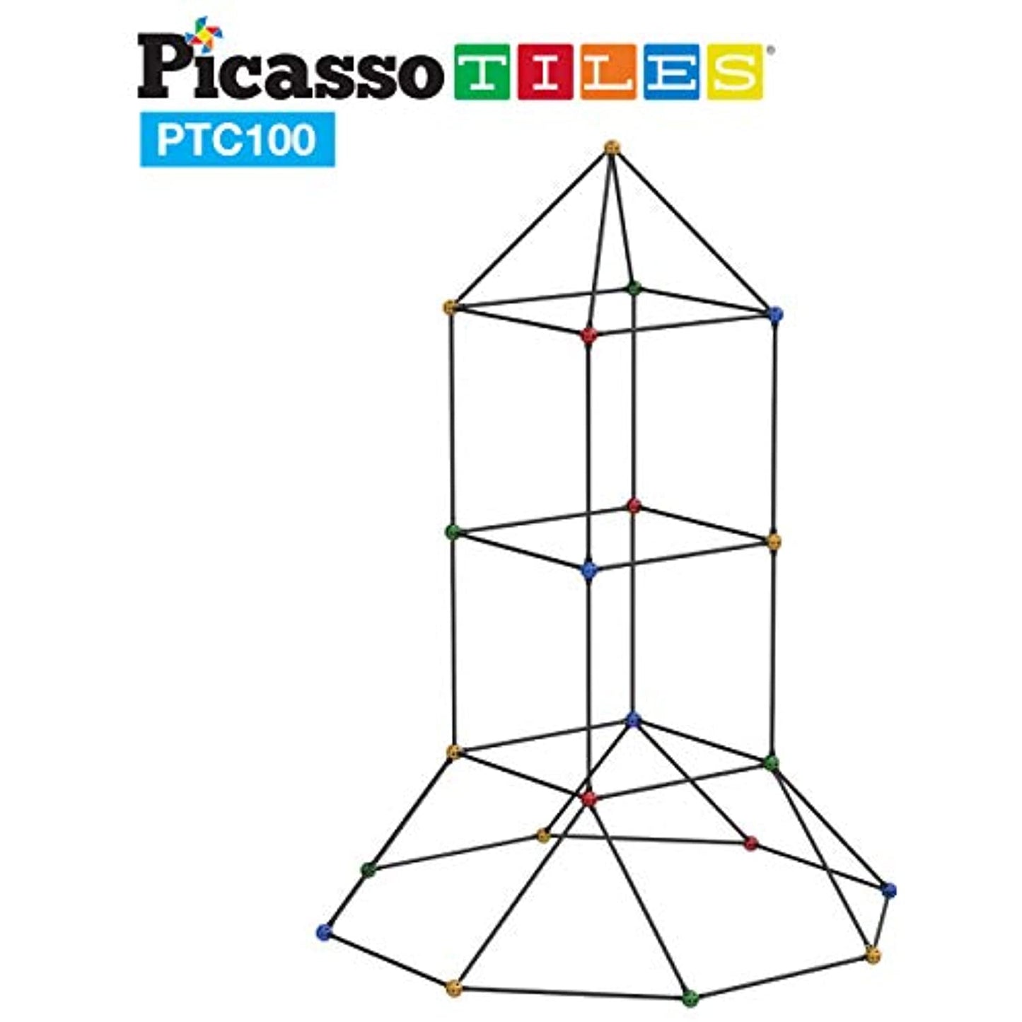 PicassoTiles Kids Flexible Construction Fort Building Set 100 pieces - AGE 5+