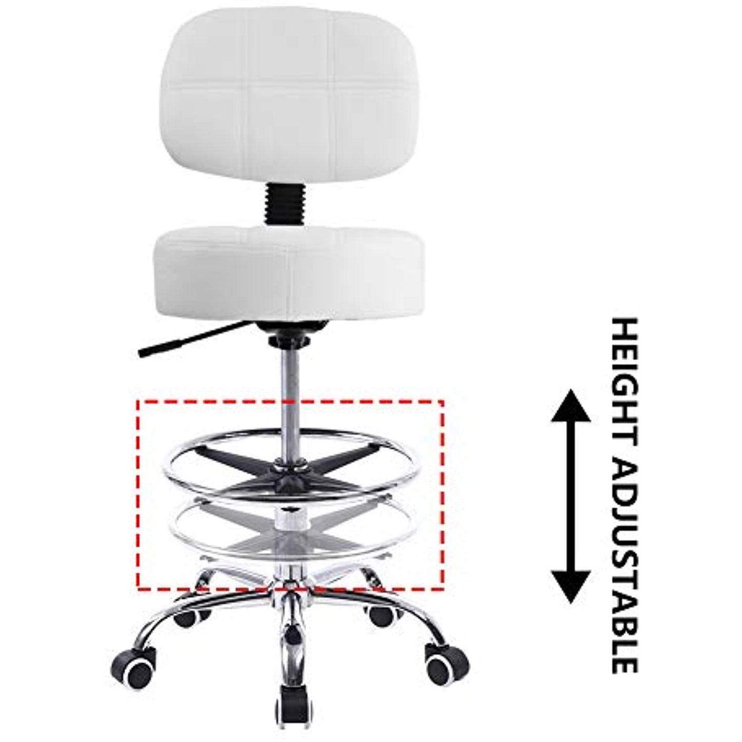 KKTONER Swivel Round Rolling Stool with Back - OPEN BOX- Preowned