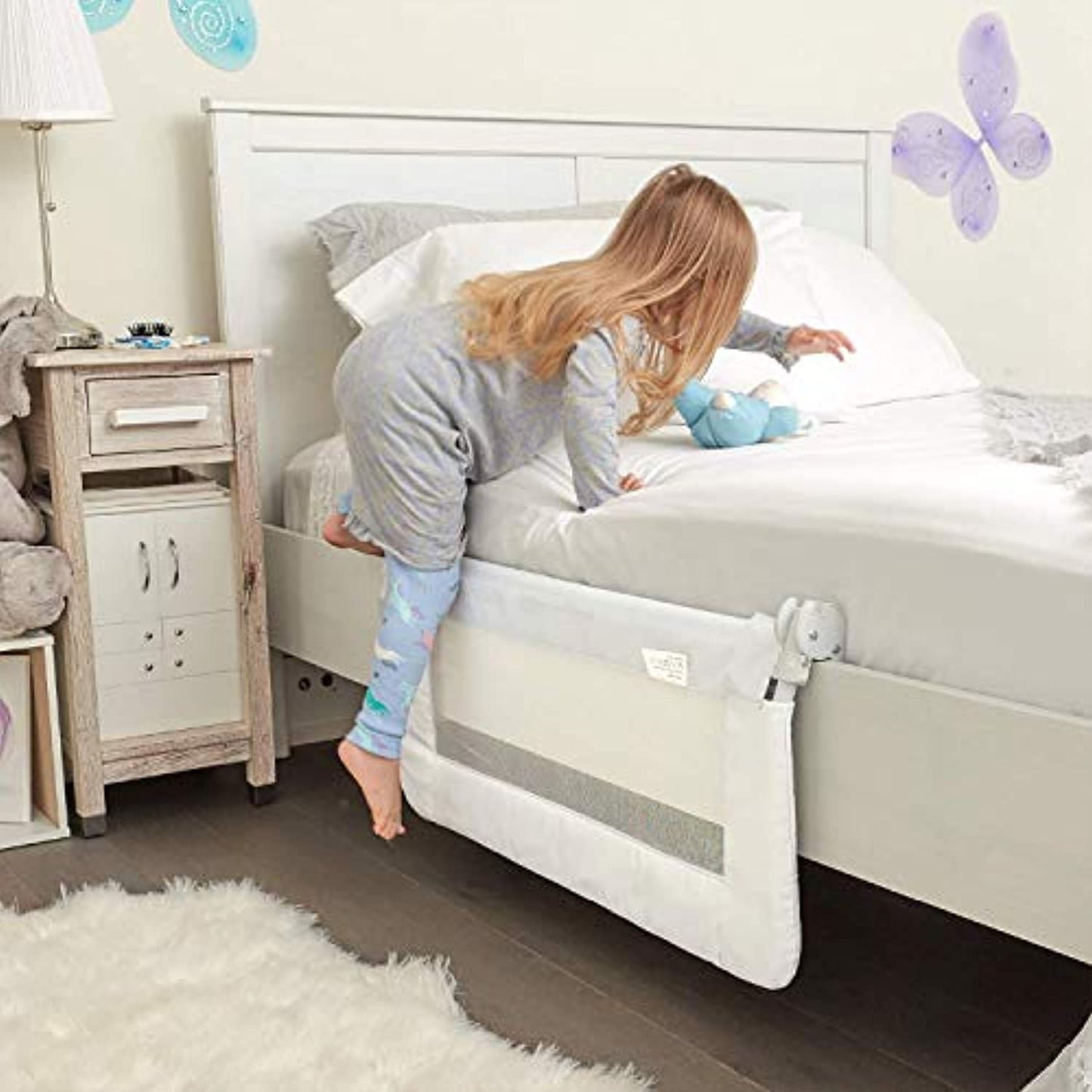 Toddler Bed Rail Guard for Kids Twin, by ComfyBumpy (White) - OPEN BOX