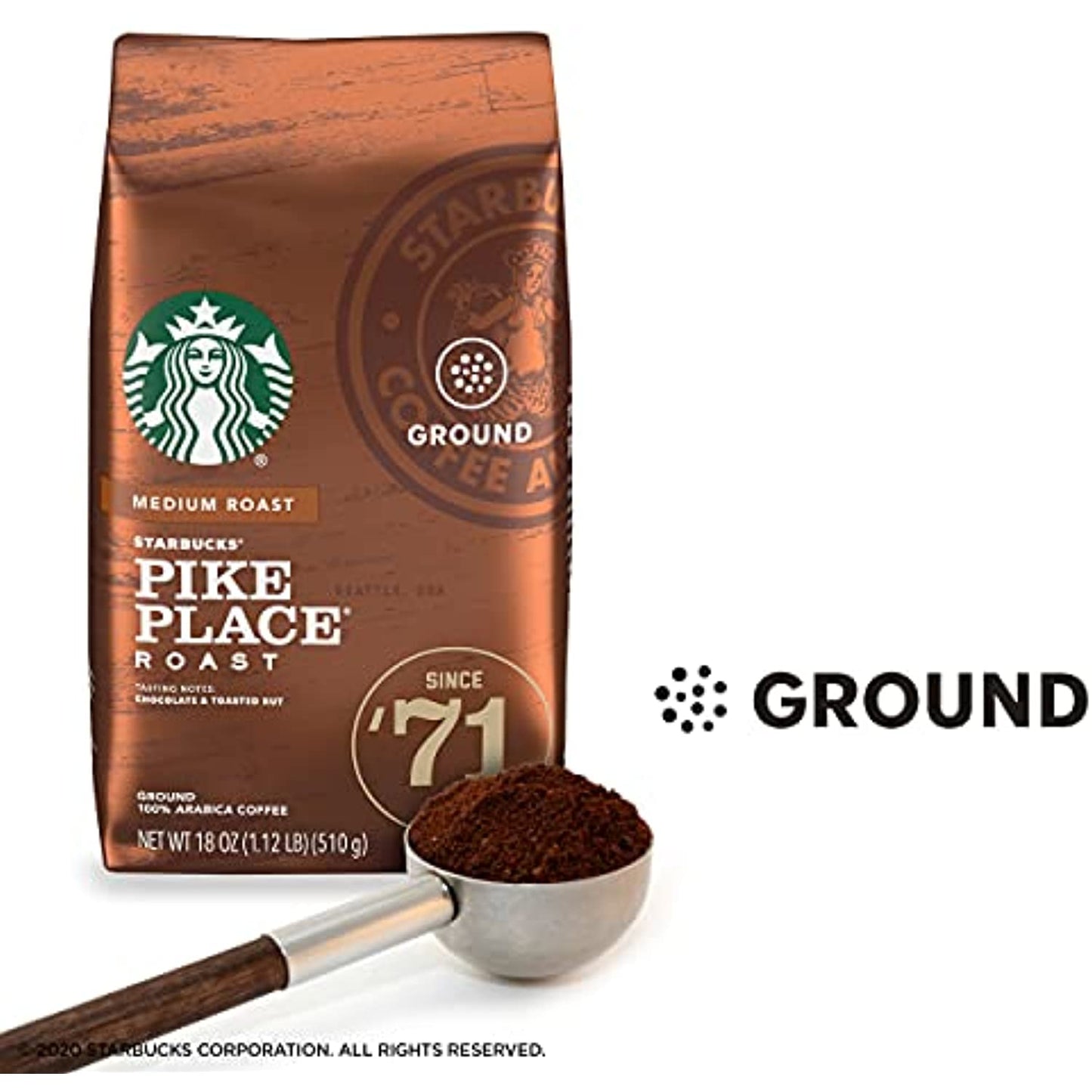 Starbucks Pike Place Medium Roast Ground Coffee, 6 bags, 6.75 Lbs. Total 10/2021