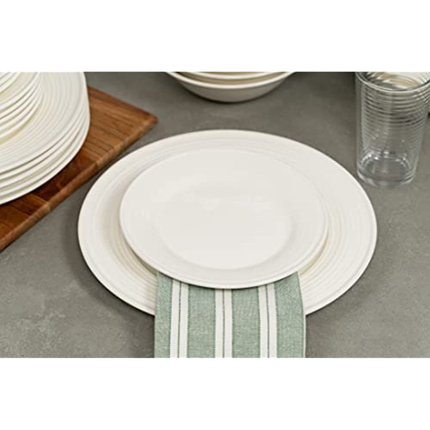 10 Strawberry Street Nova White Round 62-Piece Dinnerware Set, Service for 6