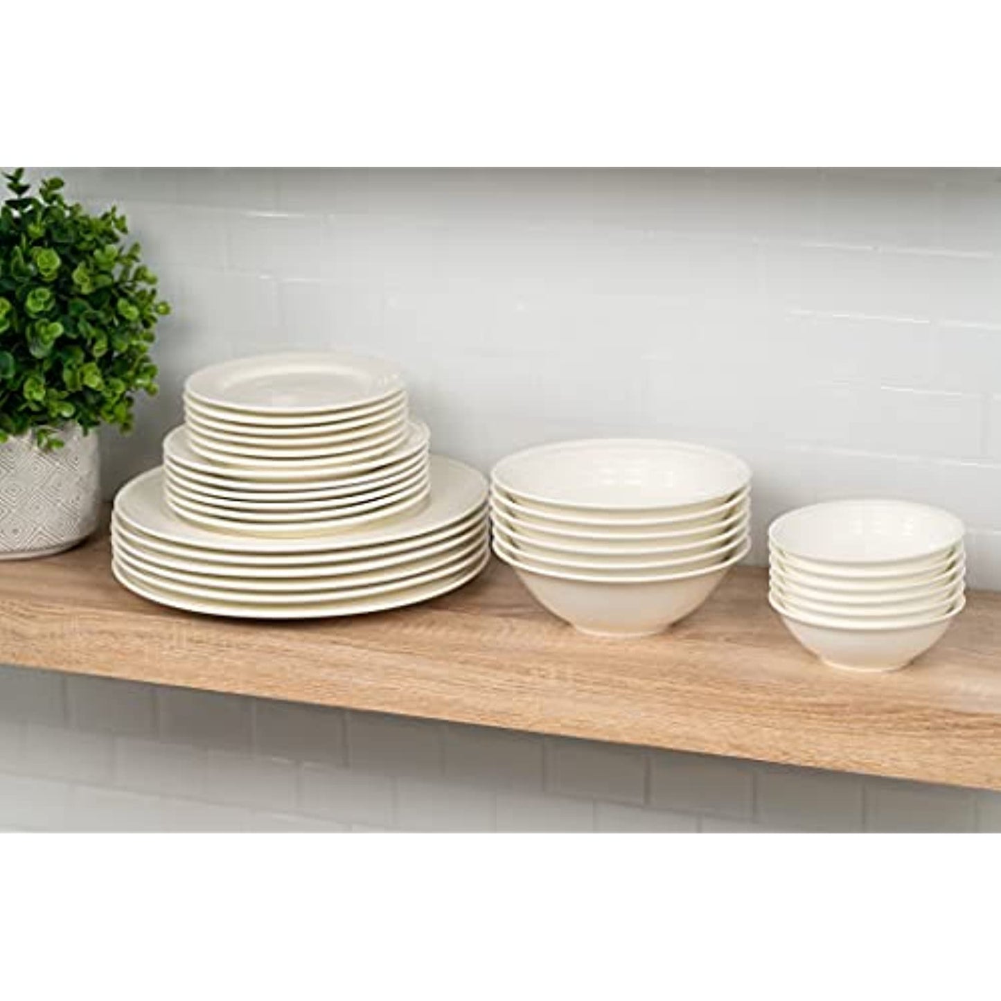 10 Strawberry Street Nova White Round 62-Piece Dinnerware Set, Service for 6