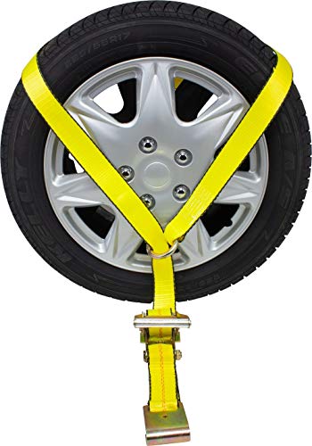 2" x 50' Yellow Ratchet Strap w/ Black Flat Hooks; BS: 10000 lbs