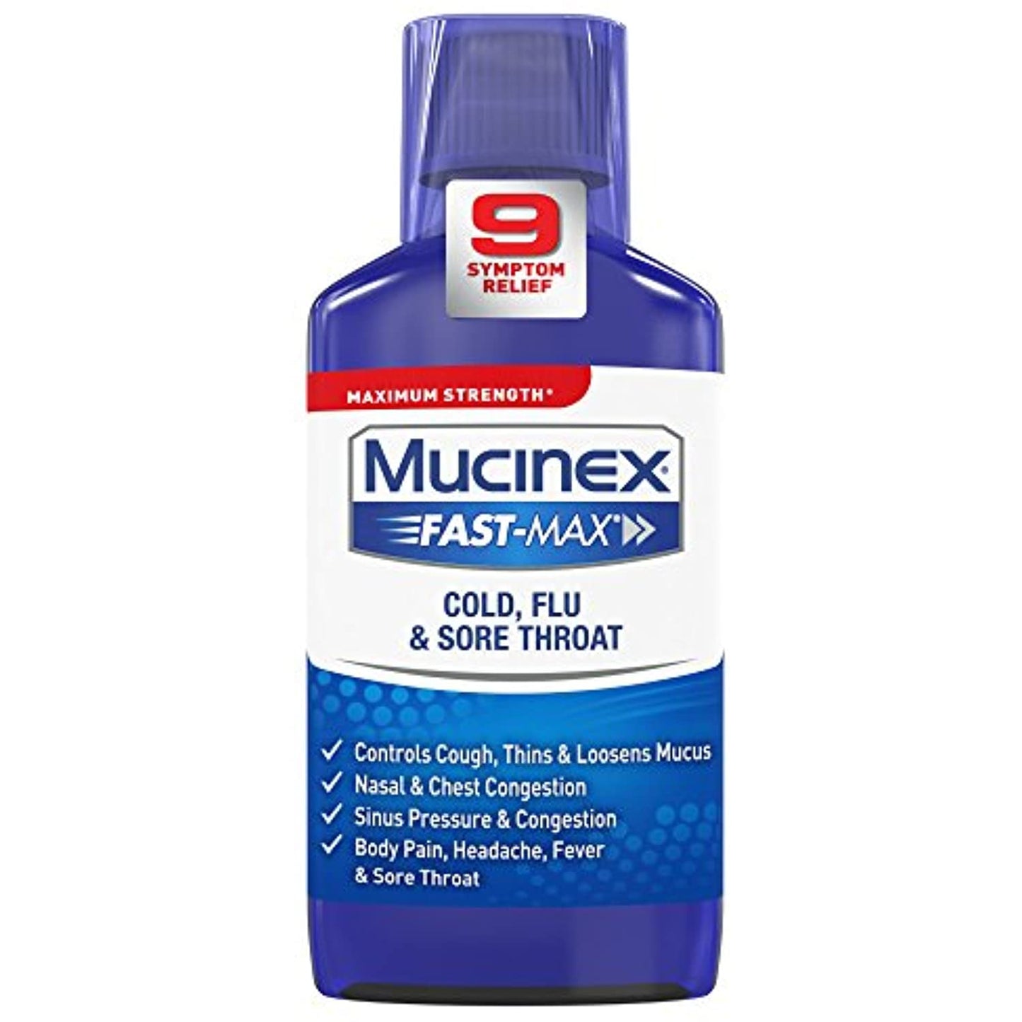 12 Pack Mucinex FastMax Cold Flu Sore Throat Relief Liquid Fluid Ounce, 6 Fl Oz