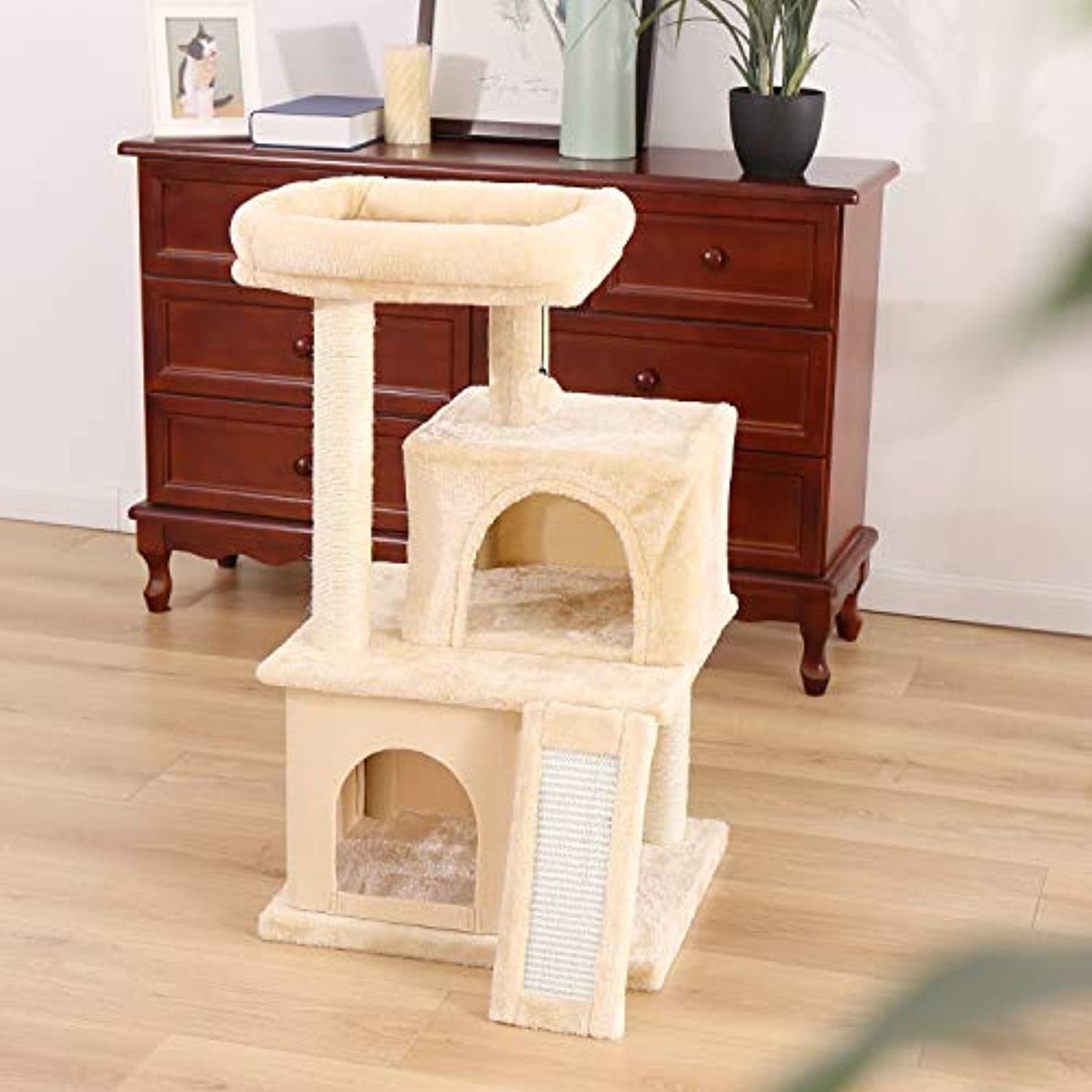 PAWZ Road Cat Tree Luxury Cat Tower with Double Condo, AWJ0420M Beige - Preowned