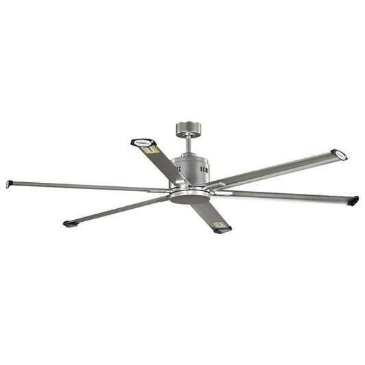 Hubbell Industrial 72 in. Indoor/Outdoor Nickel Dual Mount Ceiling Fan with Wa..