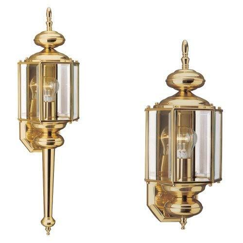 Sea Gull Lighting 8510-02 Classico One-Light Outdoor Wall Lantern with Clear Beveled Glass Panels, Polished Brass Finish