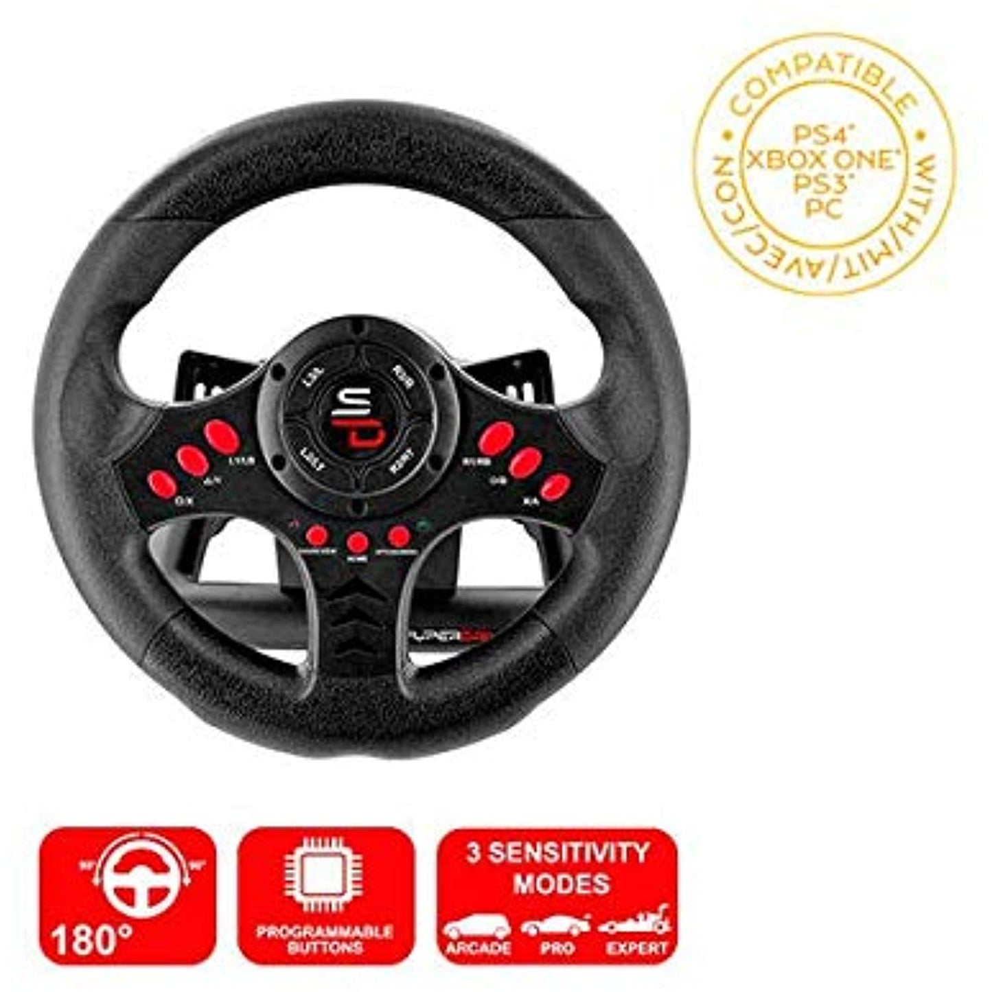 Subsonic Racing Wheel SV400- Super Drive- For XBox, PC, PlayStation3- BLACK-