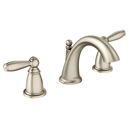 Moen T6620BN Brantford 2 Handle Widespread Lavatory Faucet with Waste, Nickel