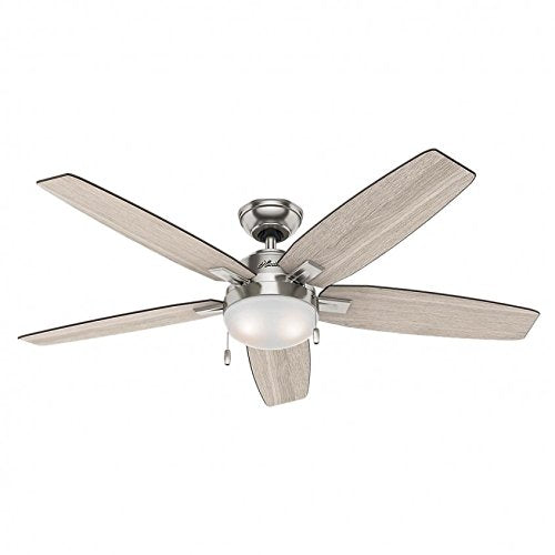 Hunter 59183 Antero 54 in LED Indoor Brushed Nickel Ceiling Fan with Light