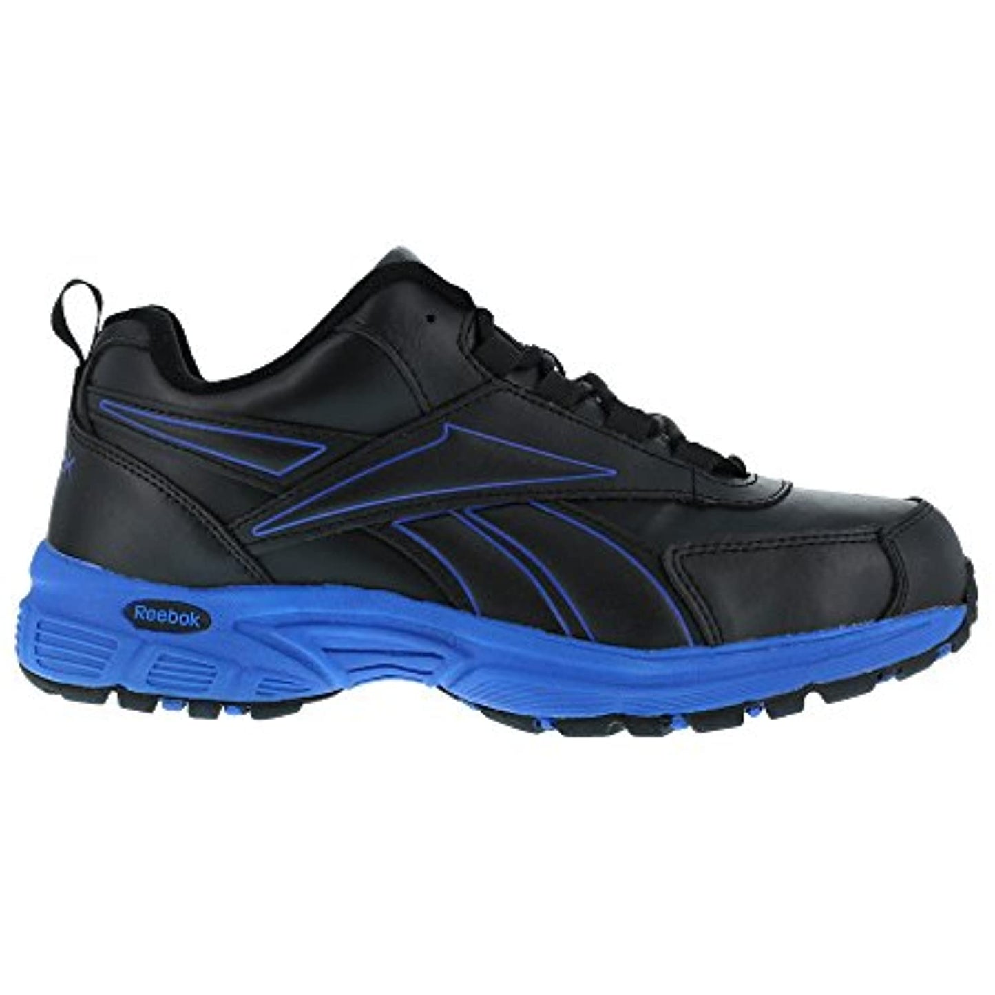 Reebok Work Oxford-Black/Blue- Rb4830- Size 8 Wide MEN-Slip Resistant, Steel Toe