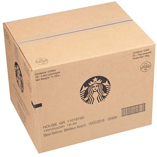 PACK OF 72 Starbucks House Blend 2.5 oz. (180 total oz.) Best Before July 2020