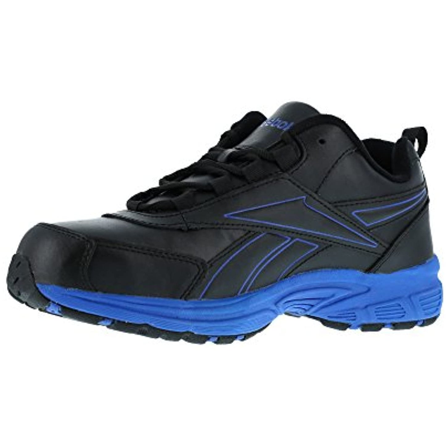 Reebok Work Oxford-Black/Blue- Rb4830- Size 8 Wide MEN-Slip Resistant, Steel Toe