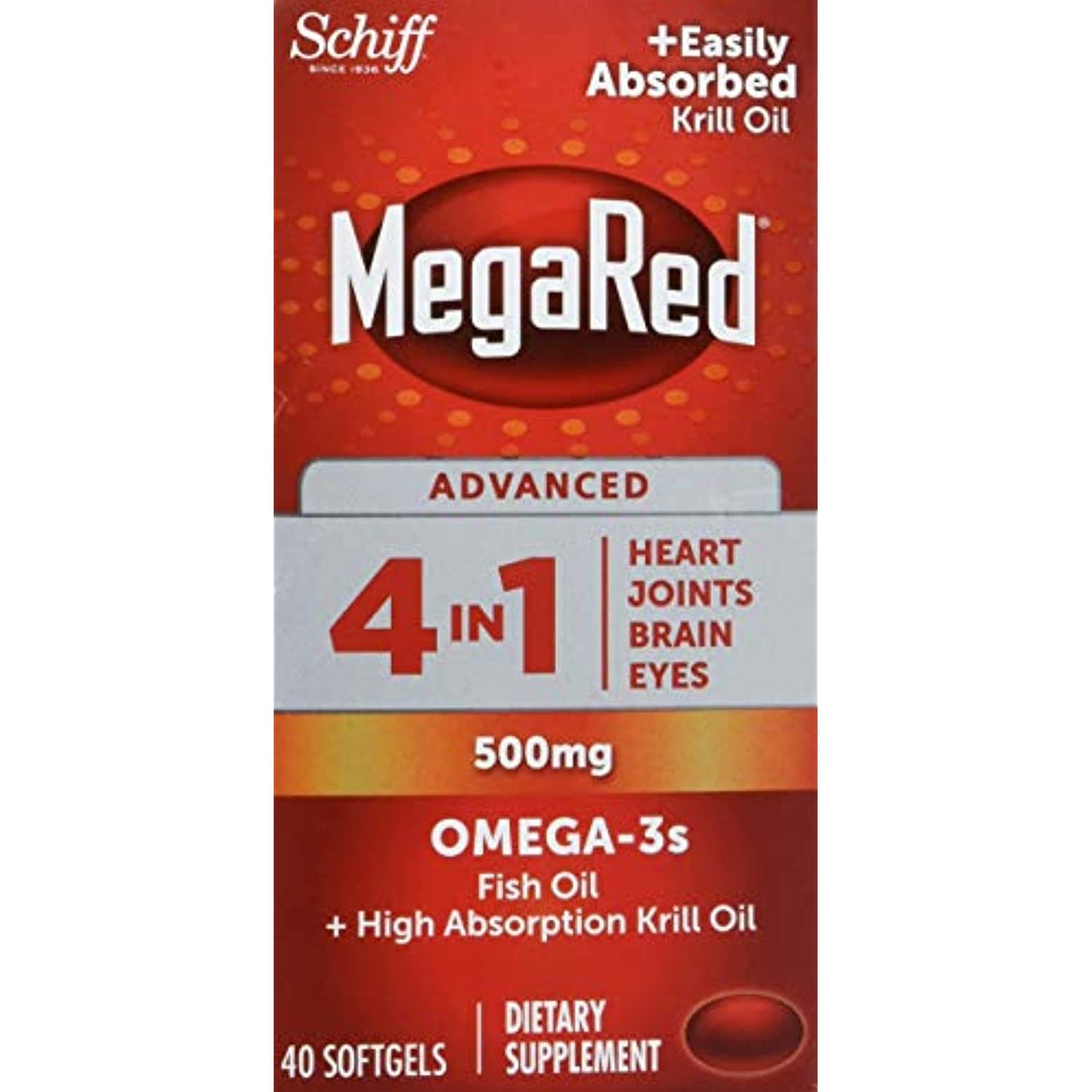 MegaRed Advanced 4in1 500mg, 40 Softgels EXP: 10/22 and up NO BOX