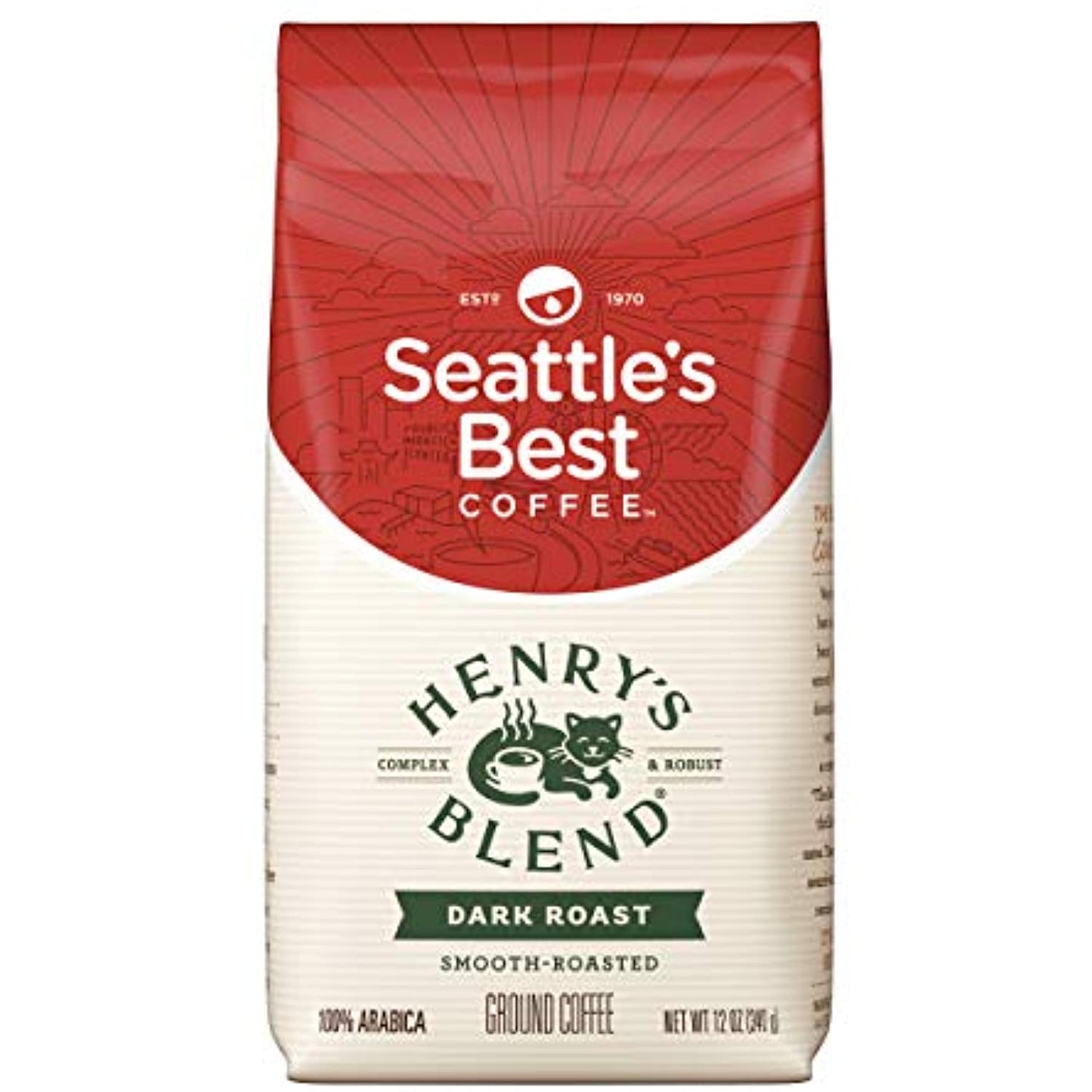 Seattle's Best Coffee Henry's Blend Dark Roast Ground Coffee, 12 OZ CASE 10/2020