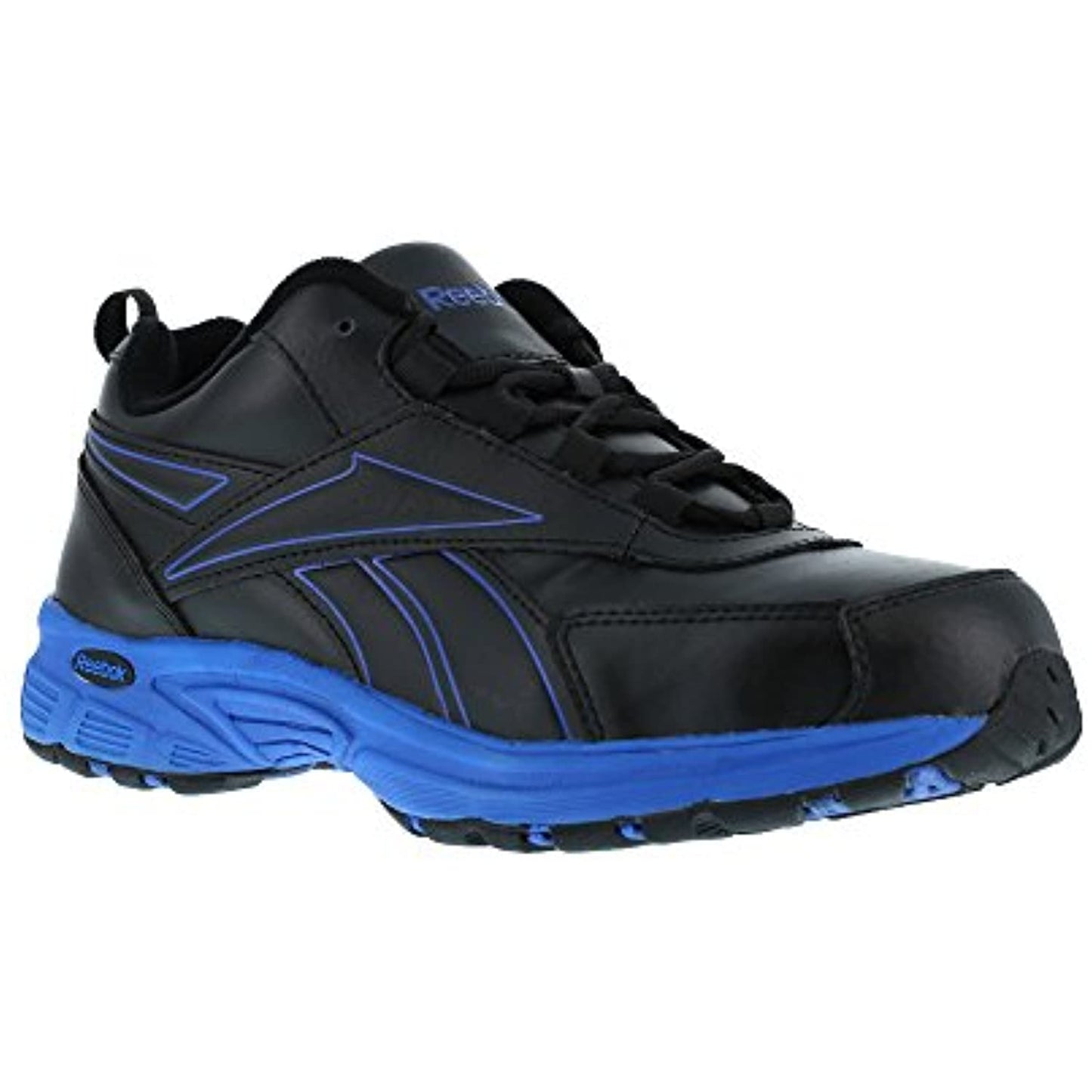 Reebok Work Oxford-Black/Blue- Rb4830- Size 8 Wide MEN-Slip Resistant, Steel Toe