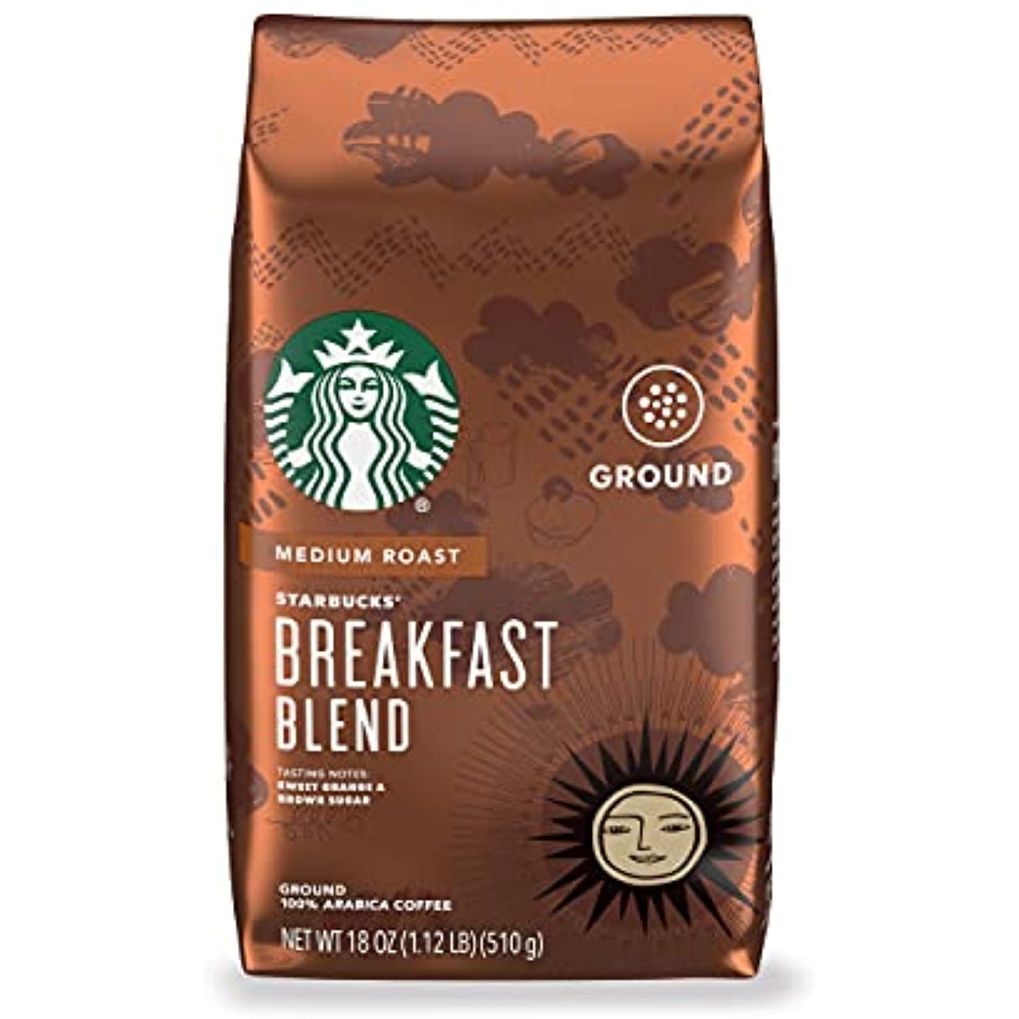 Starbucks Breakfast Blend Medium Roast Ground Coffee, 18 oz, 6/CASE, NOV/2021