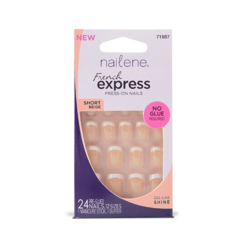 Nailene French Express Short Beige Press-On Nails, 71987, 24 count