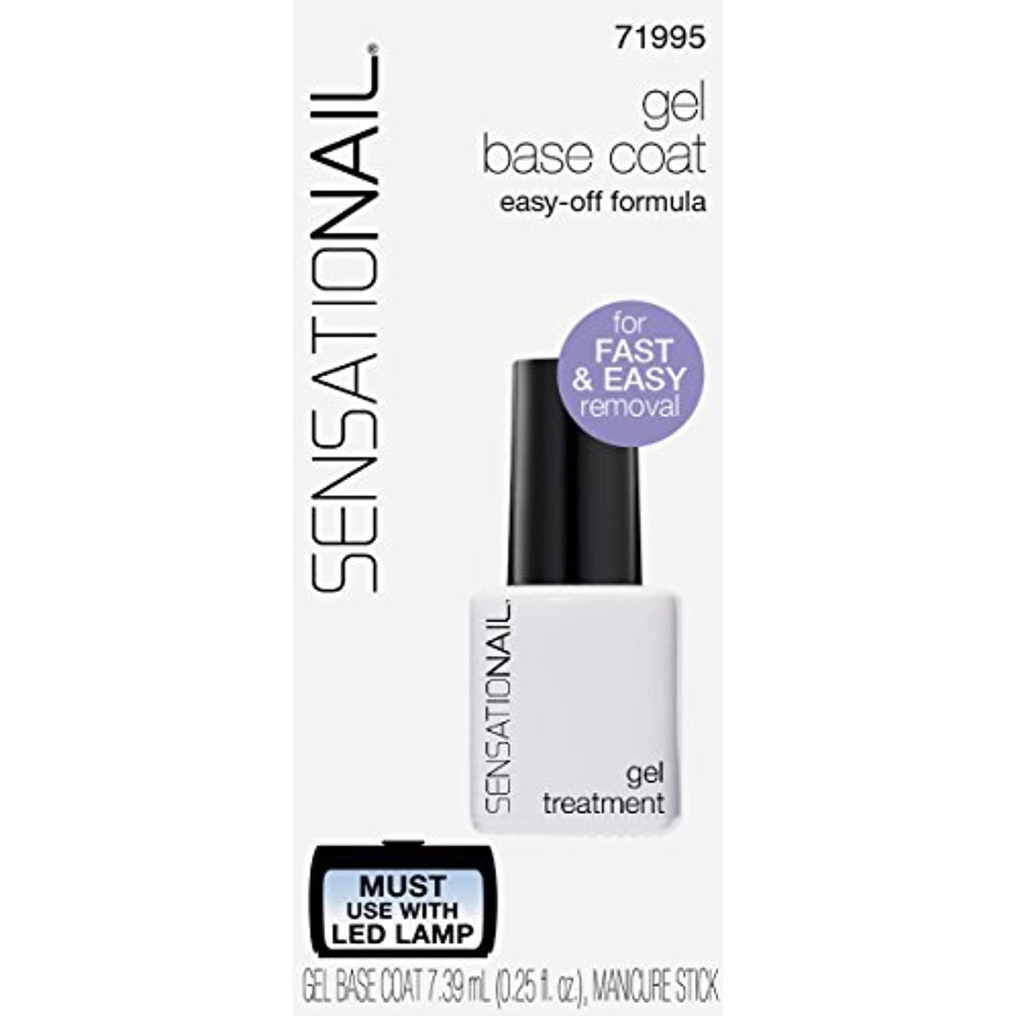 SensatioNail Gel Base Coat, (easy off formula), 71995, .25 oz, LOT OF FIVE -NEW