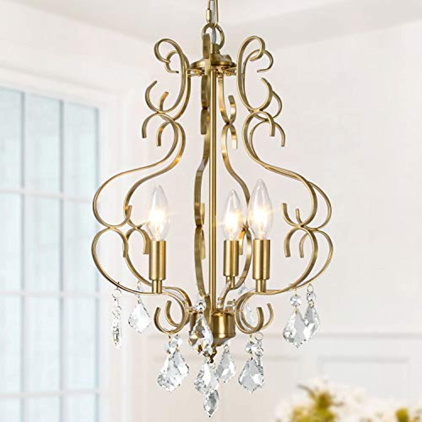 KSANA Chandelier, Light Fixture in Gold Plated, K9 Crystal 13’’x 18’’ OPEN BOX