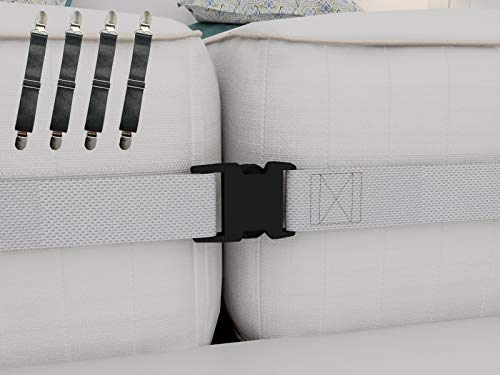 Twin Bed Strap Connector Kit, 2 Inch Wide Mattress Joiner Strap & 4 Adjustable