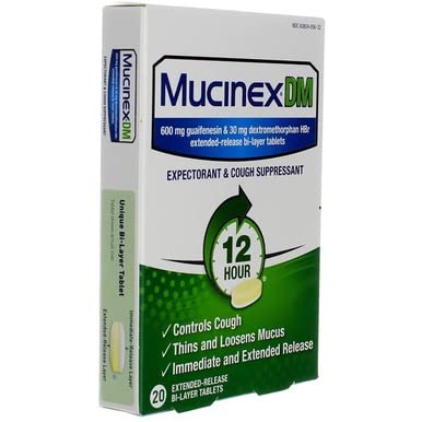 Mucinex DM Expectorant and Cough Suppressant, 20 Tablets 10 BOXES EXP 6/2023