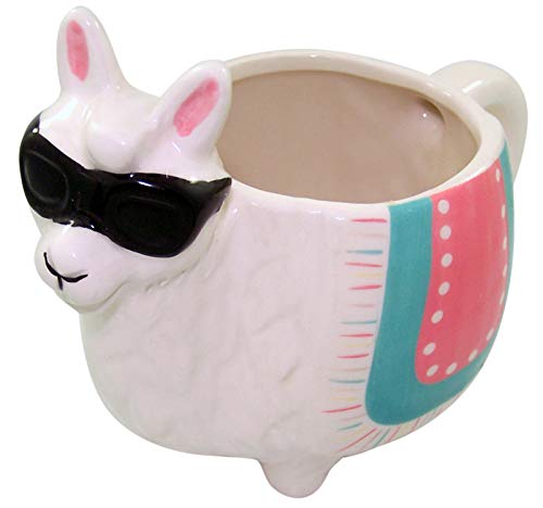 Myxx Ceramic Llama with Sunglasses Shaped Coffee Mug, 22 Ounce