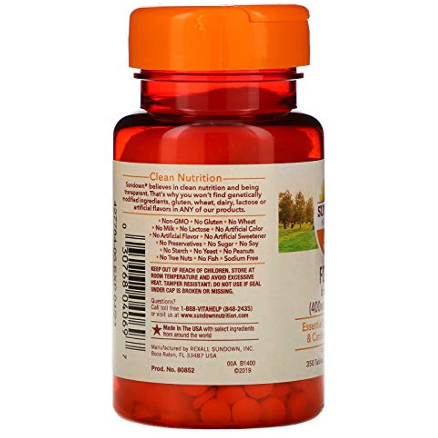 Sundown Naturals Folic Acid 400 mcg Tablets - 350 ct, Pack of 4 EXP 11/2022