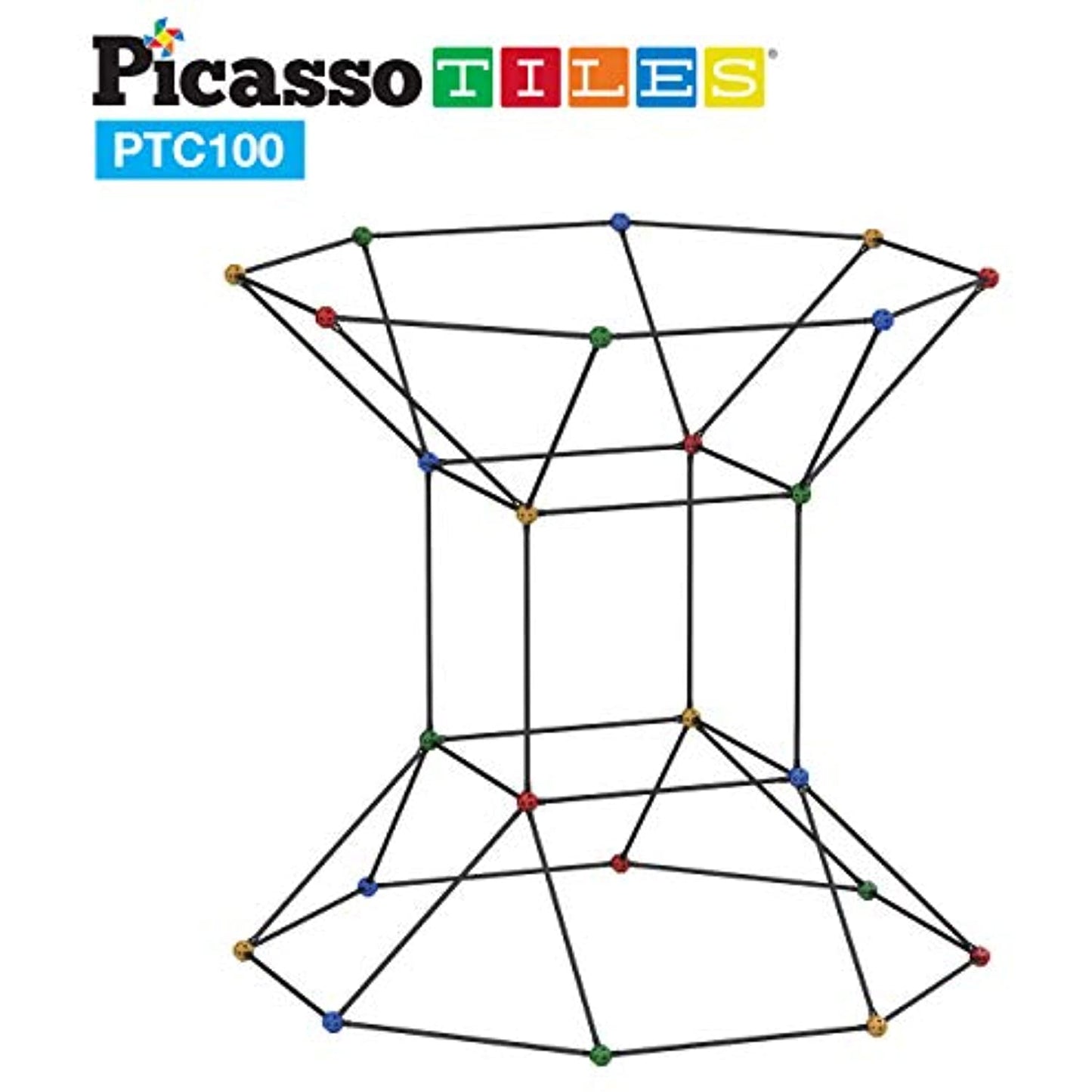 PicassoTiles Kids Flexible Construction Fort Building Set 100 pieces - AGE 5+