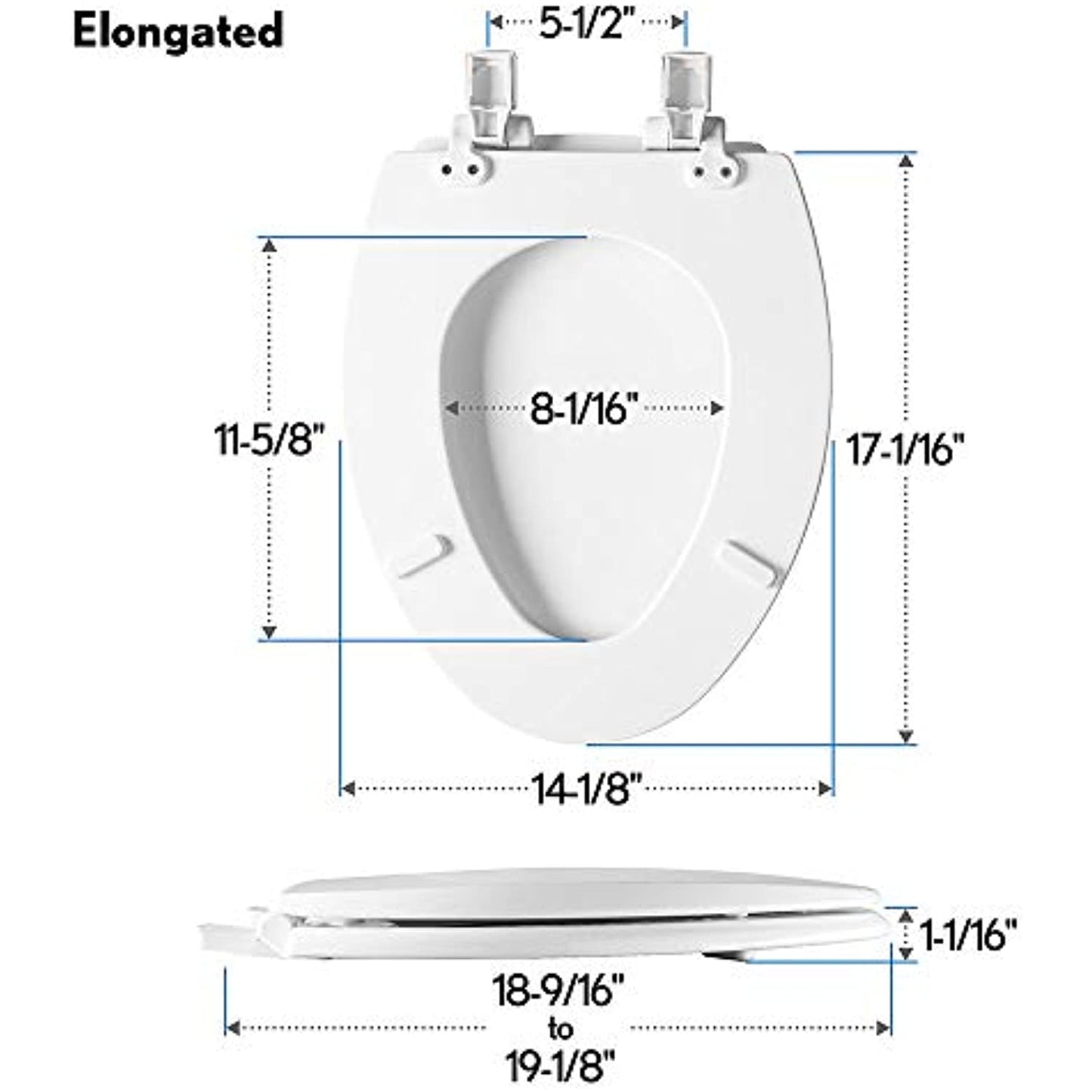 Mayfair 1847SLOW 000 Elongated  Premium Hinge, White Toilet Seat