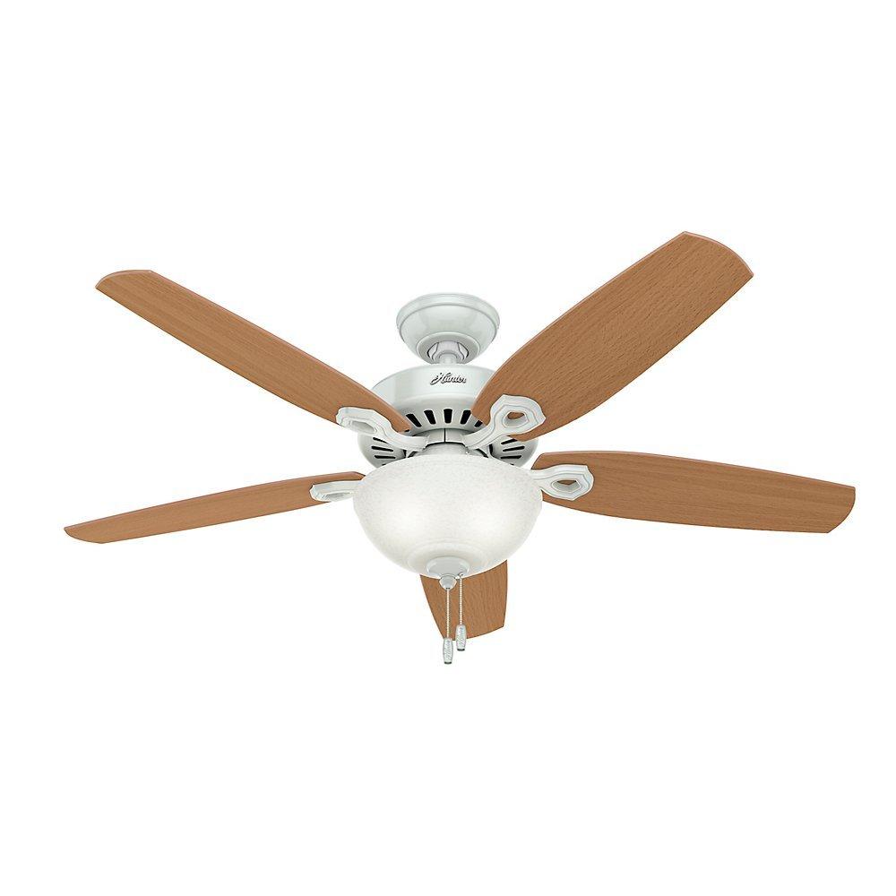 Hunter Indoor Ceiling Fan with light and pull chain control - Builder Deluxe 52 inch, White, 53089